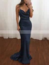 Sheath/Column Cowl Neck Silk-like Satin Sweep Train Prom Dresses #Favs020106728