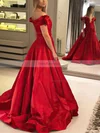 Princess Off-the-shoulder Satin Sweep Train Sashes / Ribbons Prom Dresses #Favs020106761
