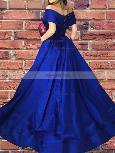 Ball Gown Off-the-shoulder Satin Sweep Train Split Front Prom Dresses #Favs020106762