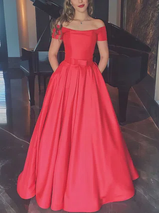 A-line Off-the-shoulder Satin Floor-length Sashes / Ribbons Prom Dresses #Favs020102879 A-line Off-the-shoulder Satin Floor-length Sashes / Ribbons Prom Dresses #Favs020102879