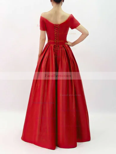 A-line Off-the-shoulder Satin Floor-length Sashes / Ribbons Prom Dresses #Favs020102879