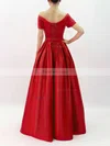 A-line Off-the-shoulder Satin Floor-length Sashes / Ribbons Prom Dresses #Favs020102879