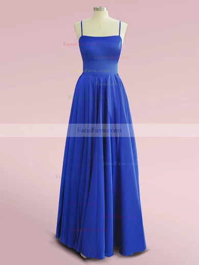 A-line Square Neckline Silk-like Satin Sweep Train Split Front Prom Dresses #Favs020106858