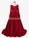 Ball Gown Off-the-shoulder Satin Sweep Train Beading Prom Dresses #Favs020102895