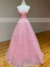 Ball Gown V-neck Glitter Sweep Train Pockets Prom Dresses #Favs020106872