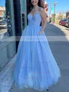 Ball Gown V-neck Glitter Sweep Train Pockets Prom Dresses #Favs020106872