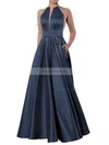 Ball Gown Scoop Neck Satin Floor-length Pockets Prom Dresses #Favs020106893