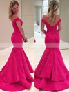 Trumpet/Mermaid Off-the-shoulder Satin Sweep Train Tiered Prom Dresses #Favs020102917