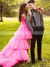 Princess Strapless Tulle Asymmetrical Sashes / Ribbons Prom Dresses #Favs020106794
