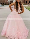 Ball Gown Square Neckline Tulle Sweep Train Flower(s) Prom Dresses #Favs020106830