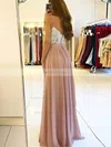 A-line V-neck Chiffon Floor-length Appliques Lace Prom Dresses #Favs020106471