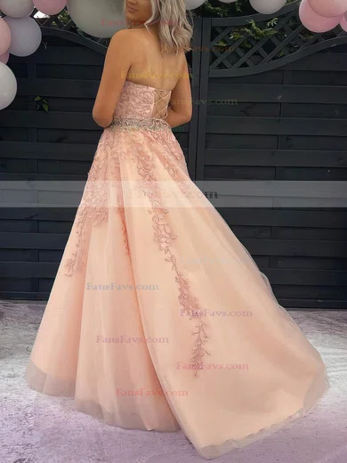 Princess Halter Tulle Sweep Train Beading Prom Dresses #Favs020106641