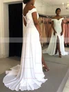 A-line Off-the-shoulder Chiffon Sweep Train Appliques Lace Prom Dresses #Favs020106711