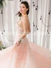A-line One Shoulder Tulle Floor-length Beading Prom Dresses #Favs020106759