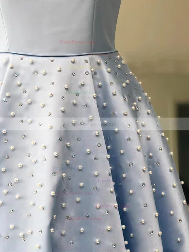 Ball Gown Scoop Neck Satin Sweep Train Beading Prom Dresses #Favs020106767