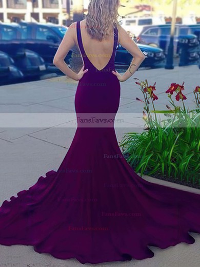 Trumpet/Mermaid Scoop Neck Jersey Court Train Prom Dresses #Favs020102318