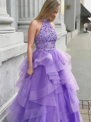 Ball Gown High Neck Organza Floor-length Appliques Lace Prom Dresses #Favs020106882 Ball Gown High Neck Organza Floor-length Appliques Lace Prom Dresses #Favs020106882