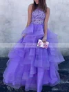 Ball Gown High Neck Organza Floor-length Appliques Lace Prom Dresses #Favs020106882