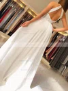 A-line High Neck Chiffon Sweep Train Split Front Prom Dresses #Favs020106907