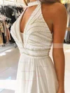A-line High Neck Chiffon Sweep Train Split Front Prom Dresses #Favs020106907