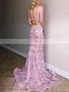 Trumpet/Mermaid Square Neckline Tulle Sweep Train Beading Prom Dresses #Favs020106924