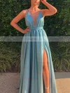 A-line V-neck Glitter Floor-length Sashes / Ribbons Prom Dresses #Favs020106642