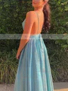 A-line V-neck Glitter Floor-length Sashes / Ribbons Prom Dresses #Favs020106642