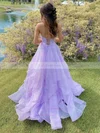 Princess V-neck Glitter Sweep Train Cascading Ruffles Prom Dresses #Favs020106646