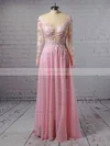 A-line Scoop Neck Chiffon Floor-length Appliques Lace Prom Dresses #Favs020103456