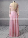 A-line Scoop Neck Chiffon Floor-length Appliques Lace Prom Dresses #Favs020103456