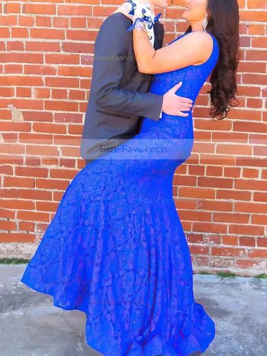 Trumpet/Mermaid V-neck Lace Sweep Train Beading Prom Dresses #Favs020106706