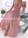 A-line V-neck Chiffon Floor-length Ruffles Prom Dresses #Favs020106708