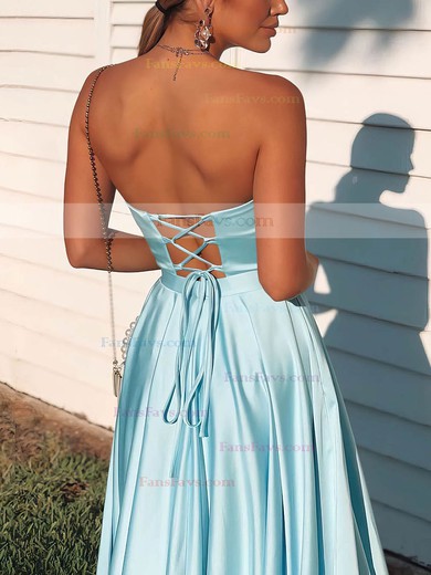 A-line Sweetheart Satin Sweep Train Prom Dresses #Favs020106736