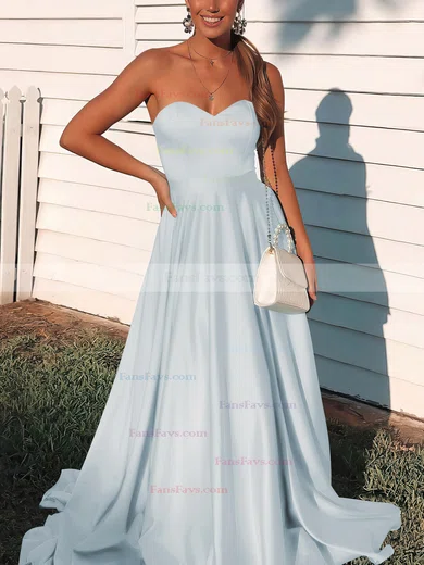 A-line Sweetheart Satin Sweep Train Prom Dresses #Favs020106736