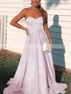 A-line Sweetheart Satin Sweep Train Prom Dresses #Favs020106736