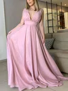 A-line V-neck Chiffon Sweep Train Prom Dresses #Favs020106738