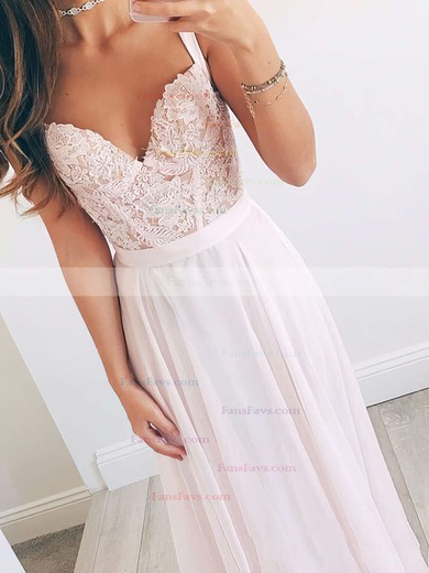 A-line V-neck Chiffon Floor-length Beading Prom Dresses #Favs020103496