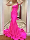 Trumpet/Mermaid Square Neckline Stretch Crepe Sweep Train Ruffles Prom Dresses #Favs020106789