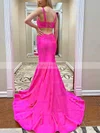 Trumpet/Mermaid Square Neckline Stretch Crepe Sweep Train Ruffles Prom Dresses #Favs020106789