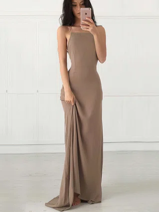 Sheath/Column Square Neckline Chiffon Floor-length Prom Dresses #Favs020103498 Sheath/Column Square Neckline Chiffon Floor-length Prom Dresses #Favs020103498