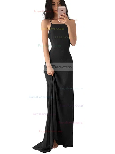 Sheath/Column Square Neckline Chiffon Floor-length Prom Dresses #Favs020103498
