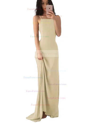 Sheath/Column Square Neckline Chiffon Floor-length Prom Dresses #Favs020103498