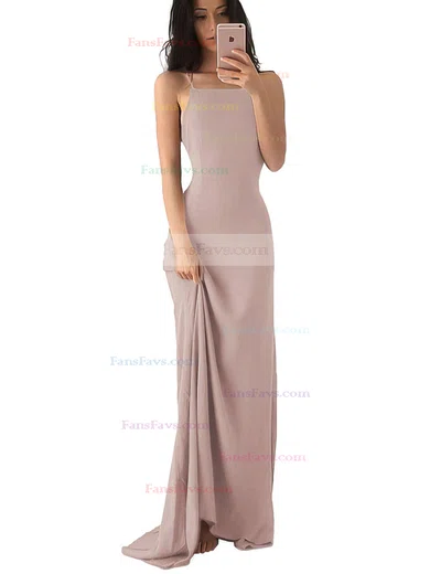 Sheath/Column Square Neckline Chiffon Floor-length Prom Dresses #Favs020103498
