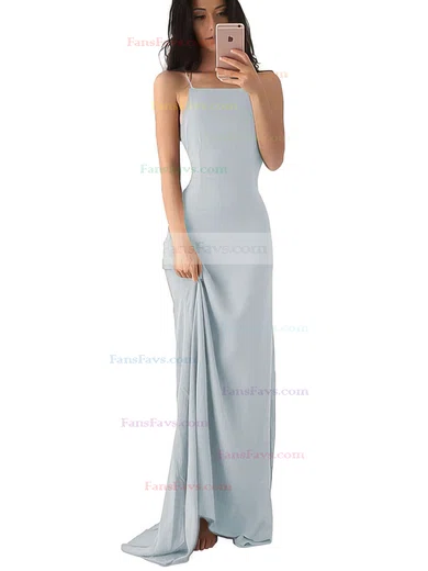 Sheath/Column Square Neckline Chiffon Floor-length Prom Dresses #Favs020103498