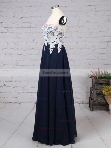 A-line Sweetheart Chiffon Floor-length Appliques Lace Prom Dresses #Favs020103501