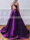 Ball Gown Scoop Neck Satin Sweep Train Prom Dresses #Favs020106824