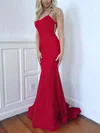 Trumpet/Mermaid Square Neckline Satin Sweep Train Sequins Prom Dresses #Favs020106825