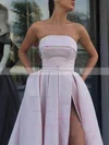 A-line Strapless Satin Sweep Train Sashes / Ribbons Prom Dresses #Favs020106934