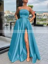 A-line Strapless Satin Sweep Train Sashes / Ribbons Prom Dresses #Favs020106934