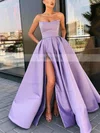 A-line Strapless Satin Sweep Train Sashes / Ribbons Prom Dresses #Favs020106959